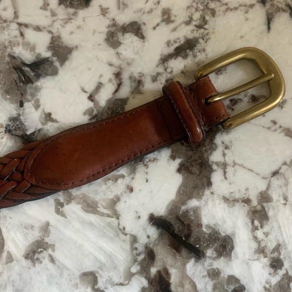 Braided Full Grain Cowhide Leather Belt 38/95 Brown - Solid Brass Buckle - Picture 2 of 10